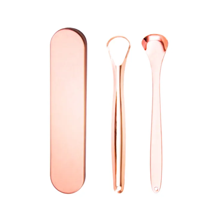 

Manufacturer selling stainless steel tongue scraper metal tongue scraper cleaner, Rose gold