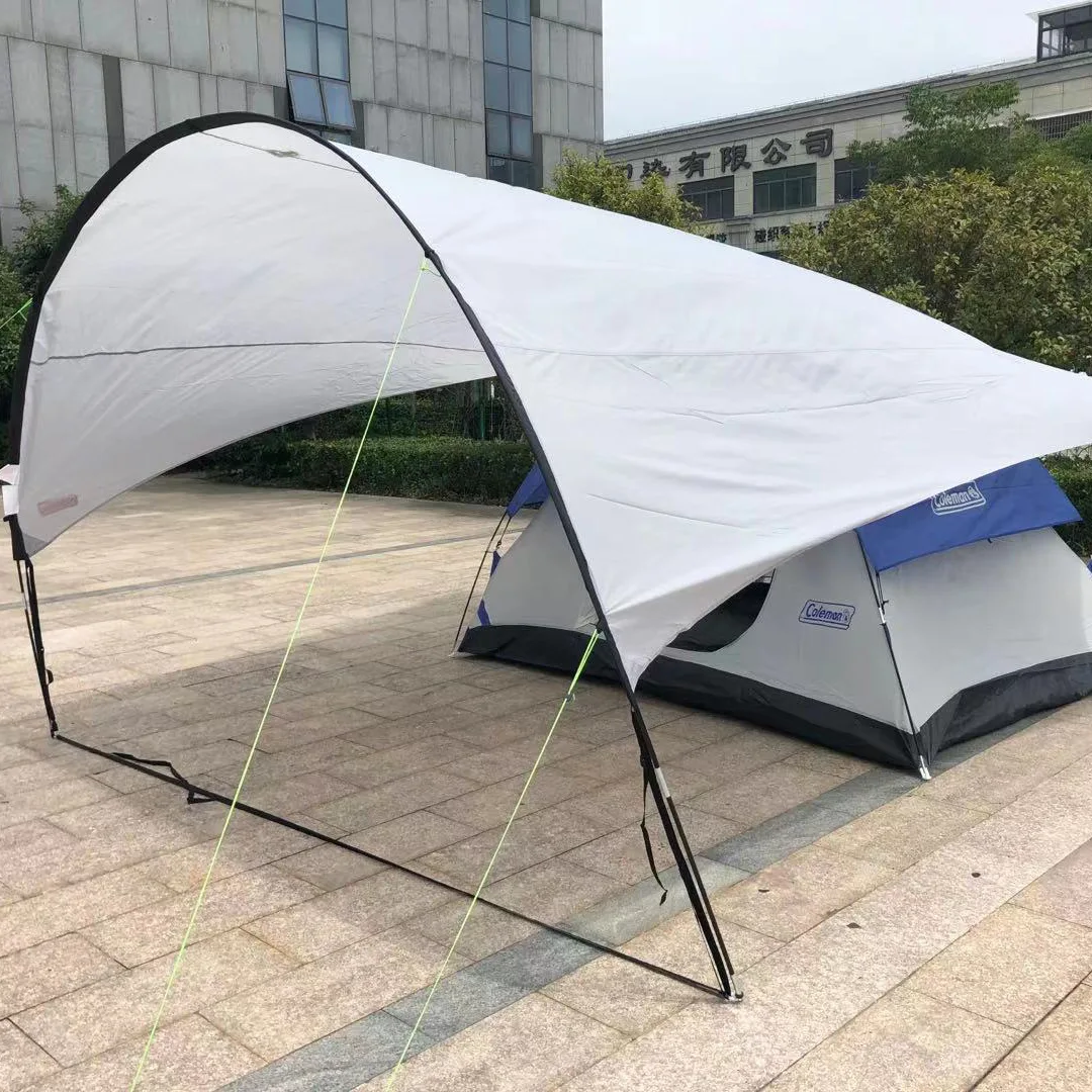 

Outdoor portable camping car tail tent self-driving tour barbecue multi-person rain shading awning beach canopy tent canopy, Silver
