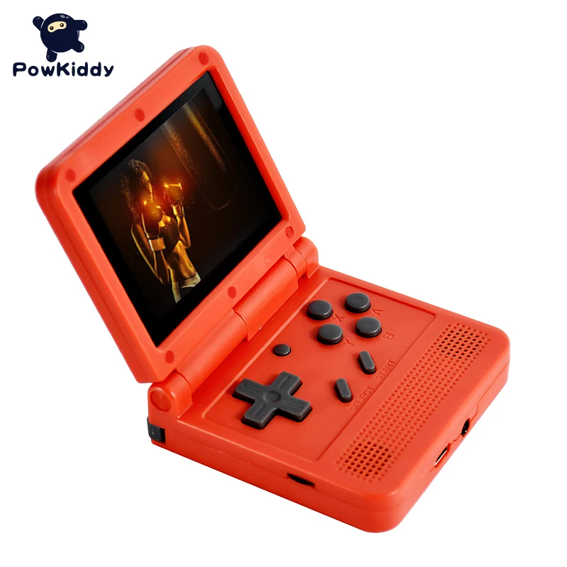 

Sunborn v90 3-inch IPS screen Flip Handheld console dual open system game console 16 simulators retro PS1 kids gift 3D new game, Yellow/red