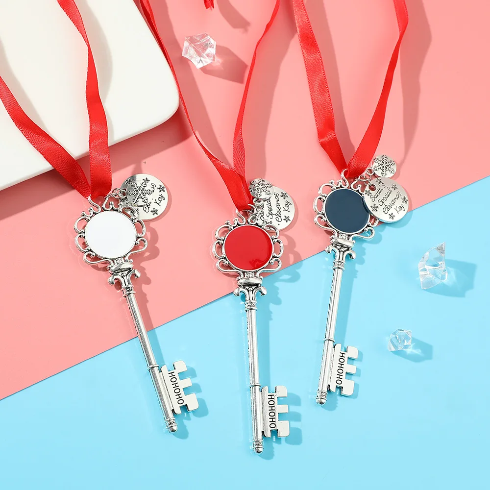 

Christmas Snowflake Ribbon Necklace Magic Key Christmas Tree Pendant