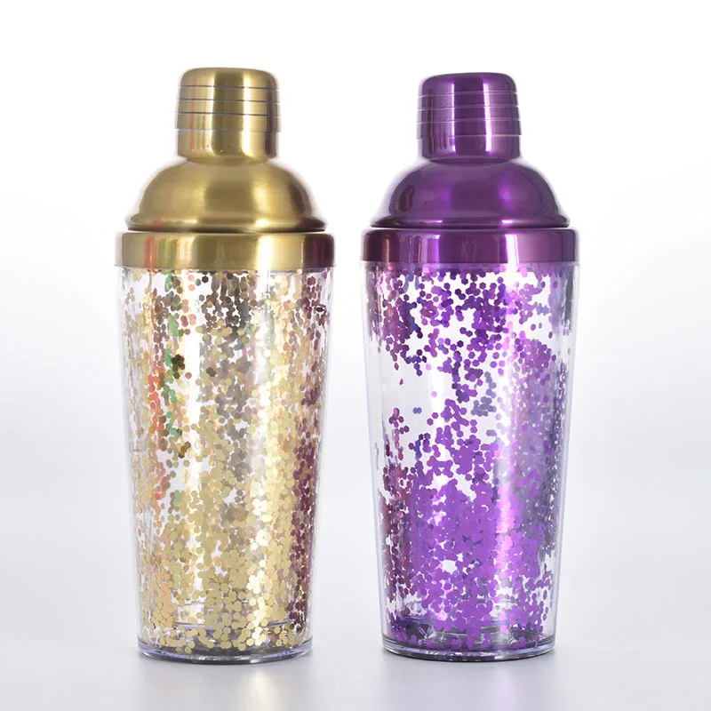 

ZOGIFTS Hot Sale Sparkling Double Wall Plastic Tumbler with Glitter Shaker Bottle Wine Shaker, As per picture