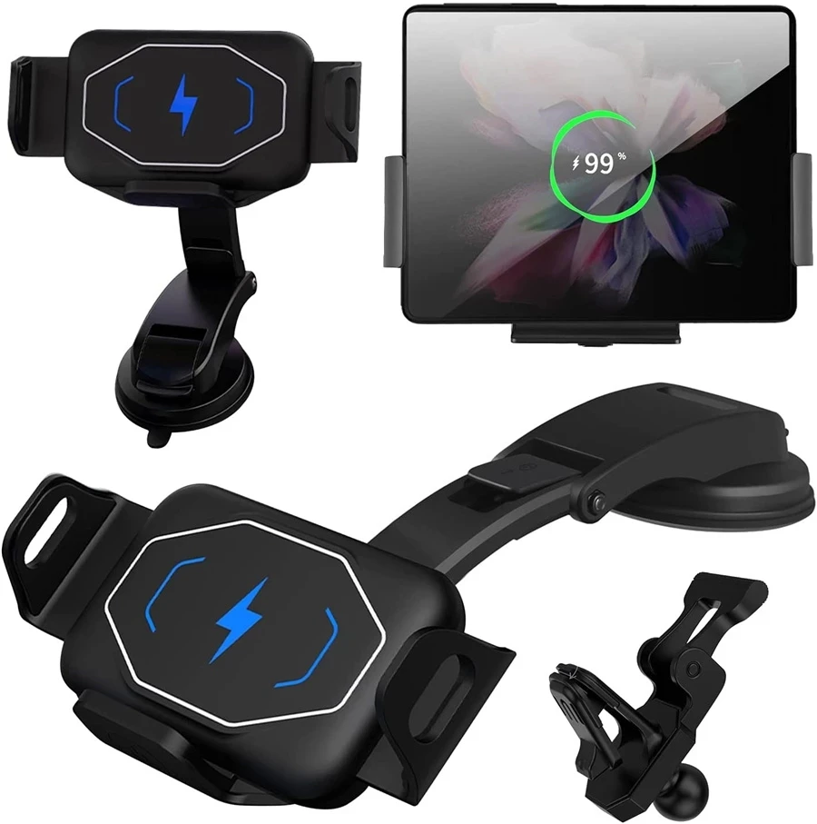 

Automatic Clamping Wireless Car Charger for Samsung Galaxy Z Fold 3 Note20 S20 for iPhone 13 12 Max Air Vent Mount Phone Holder