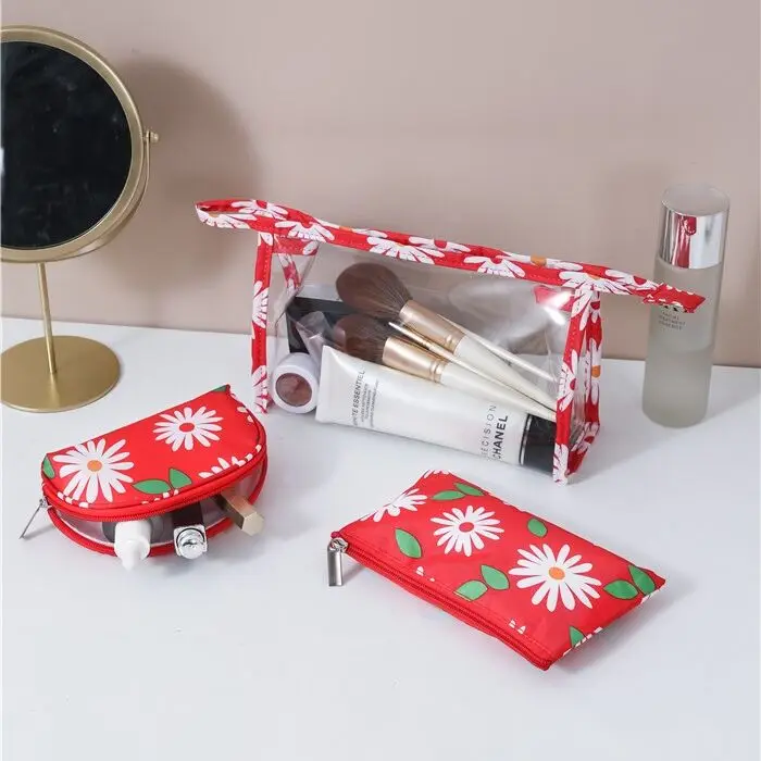 

Makeup Logo Custom Low Moq Pvc Make Up Bags Double Zipper Cosmetic Bag