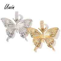 

Hip Hop Zircon Butterfly Pendant Iced Out Cubic Zirconia Customize Butterfly Necklace CZ Bling Women Men Jewelry