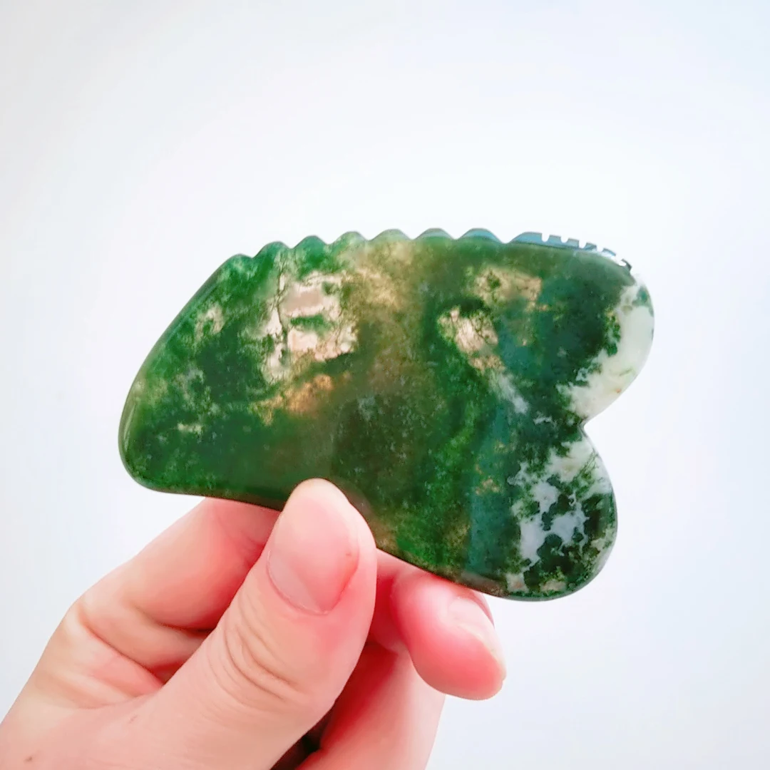 

Moss agate Guasha jagged square shape Gua Sha Roller Massage Tool Beauty Product