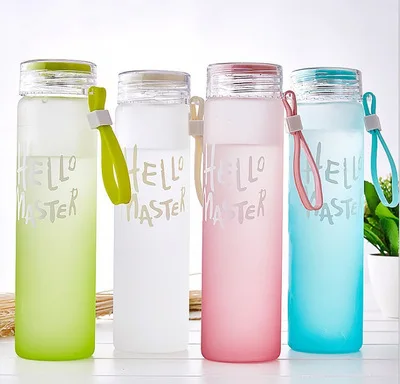 Amazon Top Sellers Ningbo Not Equipped Colorful Letter Portable Sport Glass Water Bottle for Touring