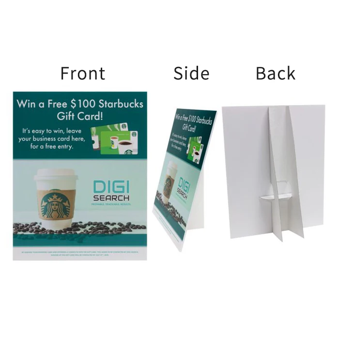 Custom Foam Core Counter Card Strut Cards Tabletop Easel Signs With Holder Buy Easel Back Sign