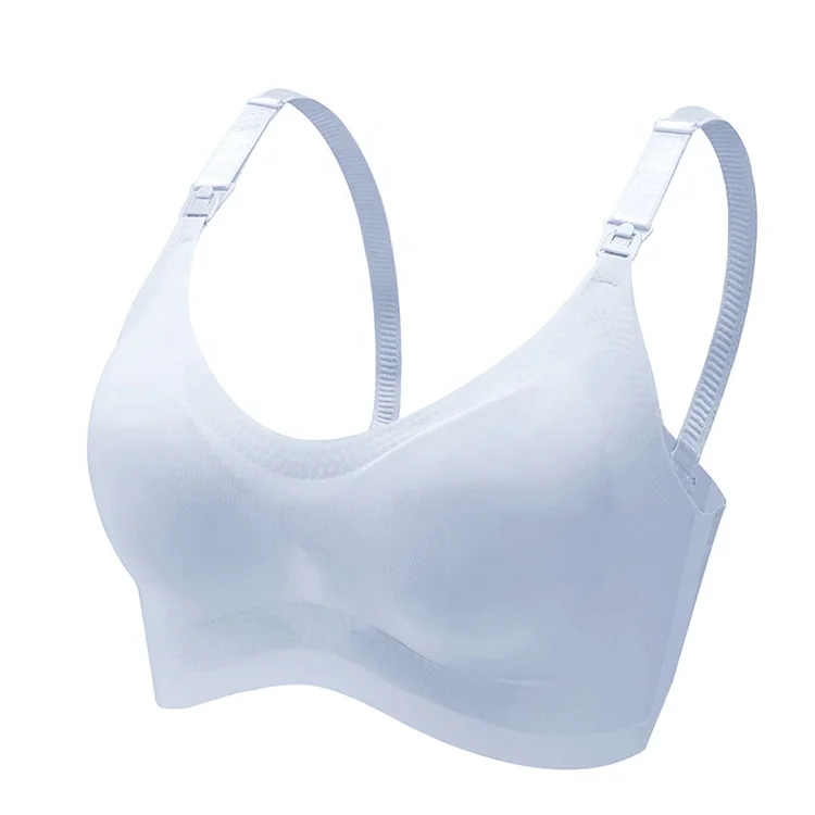 
4054 Pregnancy Front Closure Wireless Seamless Ice Slik Breastfeeding Maternity Nursing Sleep Bra with Adjustable Pads 