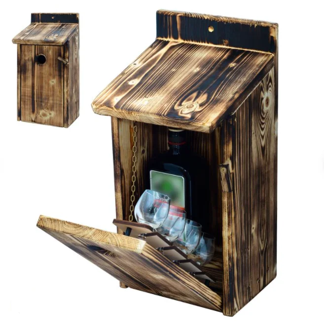 

JUNJI Birthday Gifts for Men Bird House With a Mini Bar wooden nesting box bird house mini bar Birdhouse Gift, Customized color