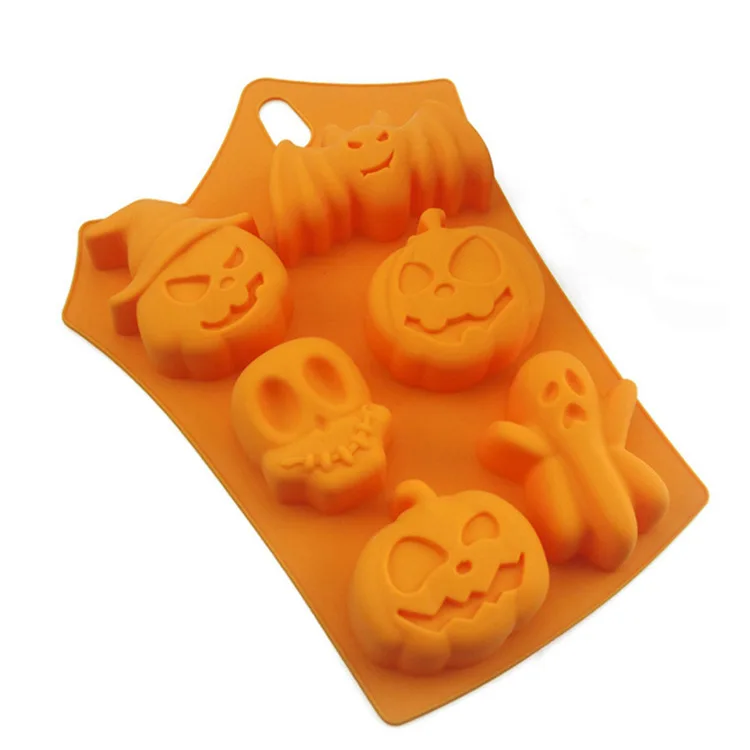 

Amazon hot sale Halloween bat ghost epoxy mold Cartoon silicone cake mold Ice Tray Aroma Pumpkin Biscuit Mould, Random color