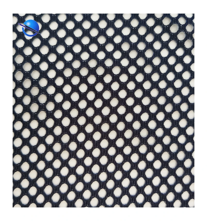 
Sliver/dark china knitting blue filament big hex hole mesh fabric for car seat covers,bag,luggage,suitcase in stock  (1600074381926)
