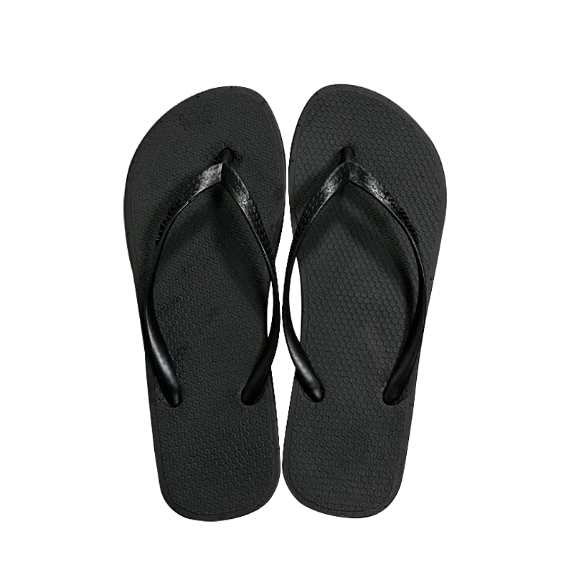 

Women's pure black rubber flip flops non-slip wear-resistant simple style
