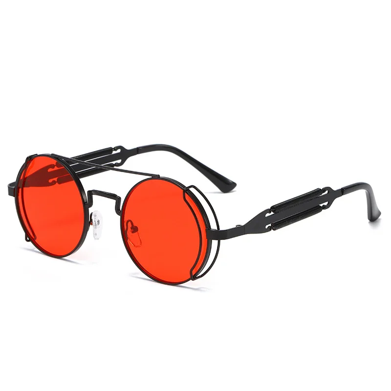 

2020 Fashion Round Steampunk Sunglasses Men Women Vintage Gothic Metal Frame Double Bridge Sun Glasses For Male Oculos de so