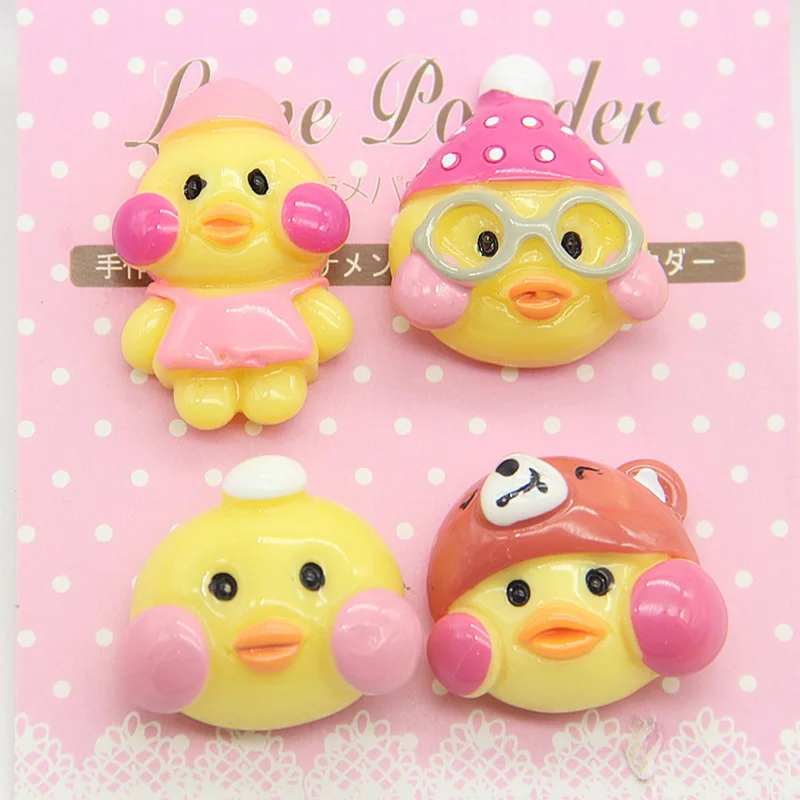 

Free Shipping Adorable Yellow Duck Cute Diy Resin Decoration Kids Hair Jewelry Accessory Charms Resin Cabochons Craft Supplies