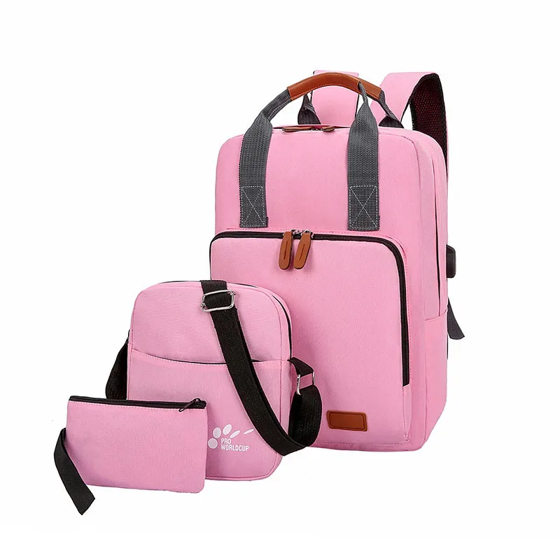 

3 In 1 Backpack Set Korean Style Cute Pink Kids Back Pack Shoulder Femail Kids Backpack Bag For School Child, Black,blue,gray,pink,or customized