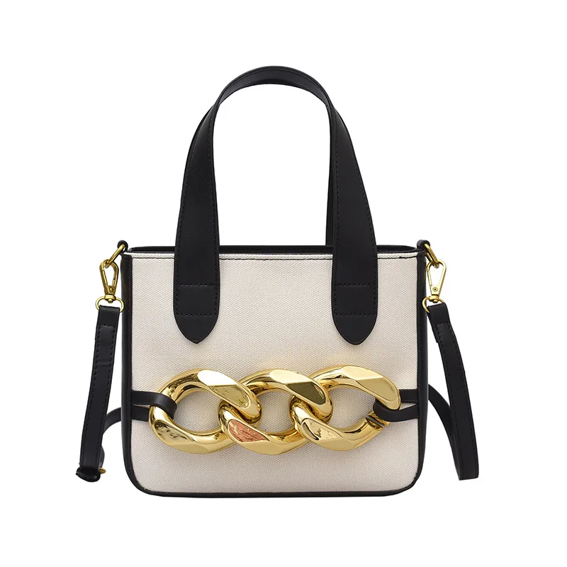 

PU popular small bag female summer 2021 new Korean version thick chain fashion crossbody tote hand bags, 3 colors
