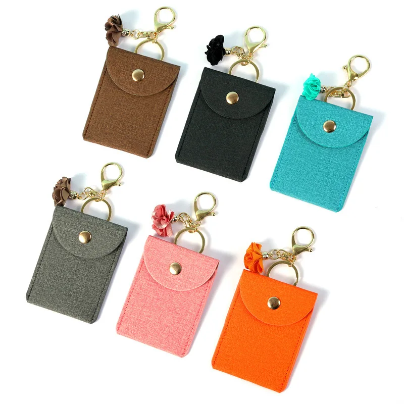 

Print Logo Mini Small Purse card holder with Chain Wallet Coin Flower Jewelry Button Pu Leather Pouch Bag, Customized color