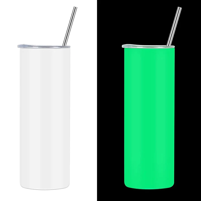 

YEWAY US Warehouse 20oz Stainless Steel Sublimation Skinny Tumbler Blank Glow In The Dark Luminous Paint Straight Cups