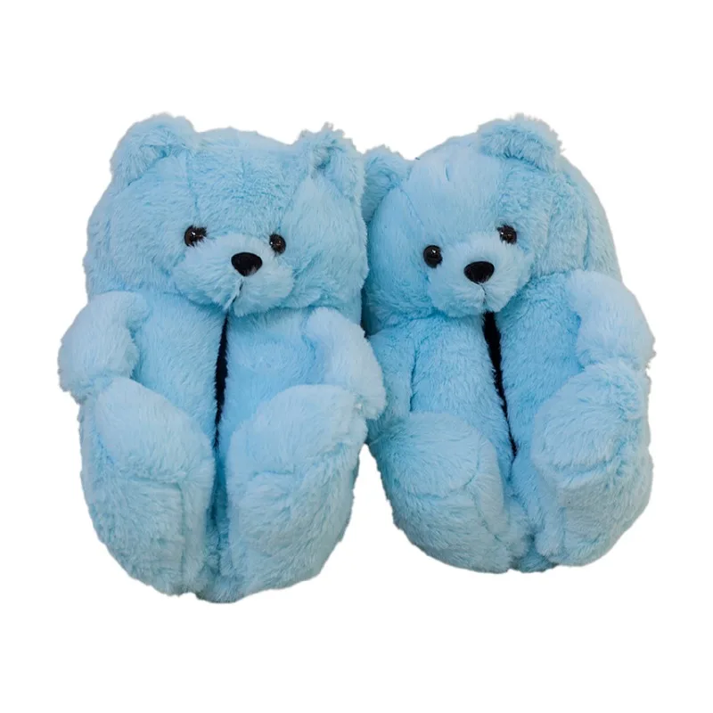 

new arrival bedroom bear house slippers Furry Fur Slides Fashion fuzzy teddy bear slippers fast shipping, Any color available