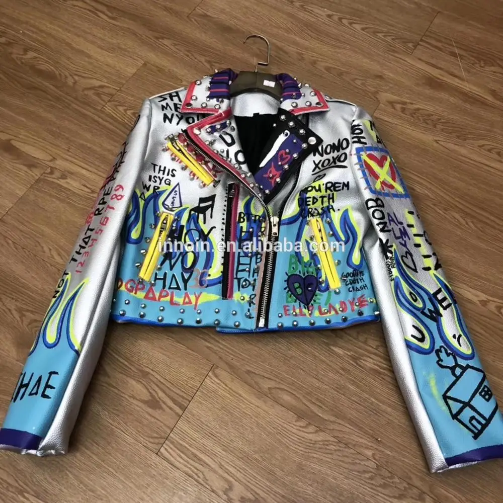 

Custom Ladies Punk Street Leather Jacket Hip Hop Bike Jacket For Women