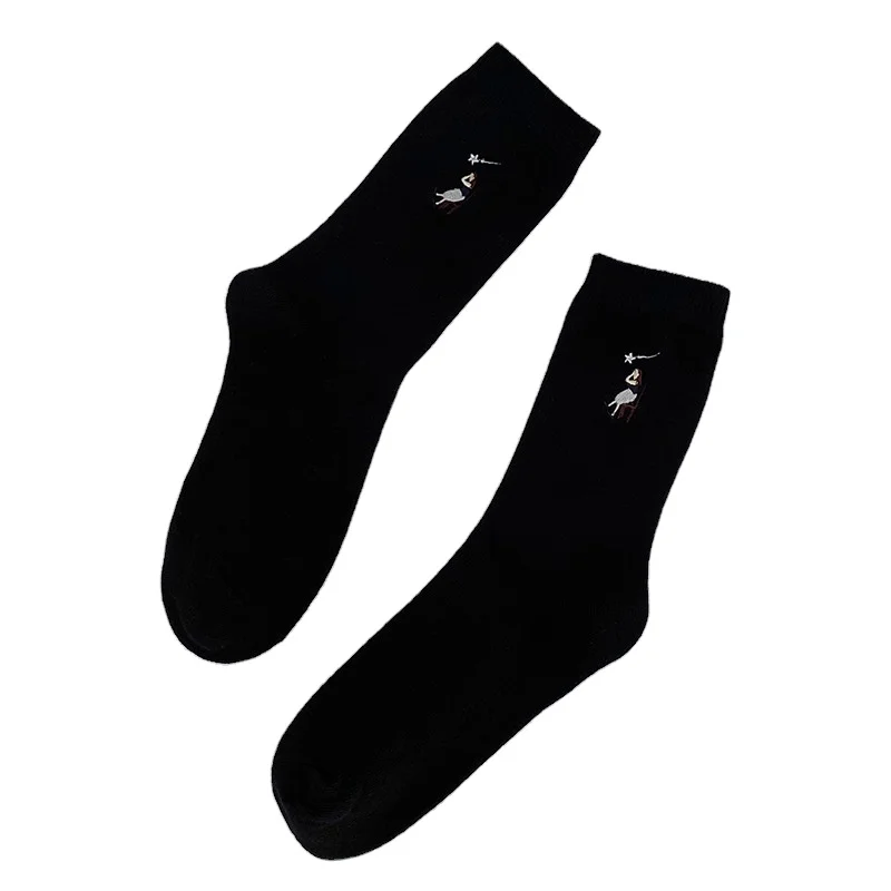 

Sock Lady Autumn and Winter Bobbin Socks Day Series Cartoon Embroidered Girl Double Needle Pile Socks Complex Gush