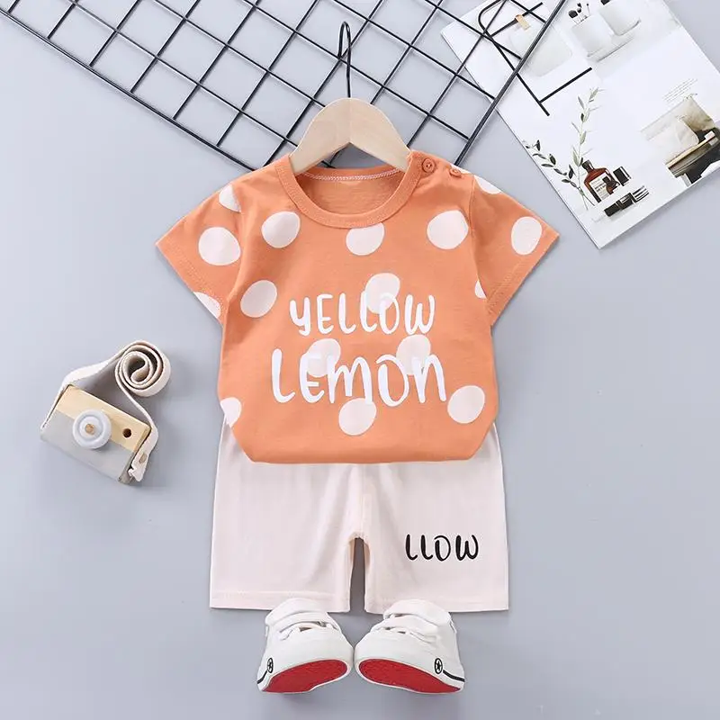 

Summer cotton short sleeve suit kid clothing girls clothing sets boys clothing sets