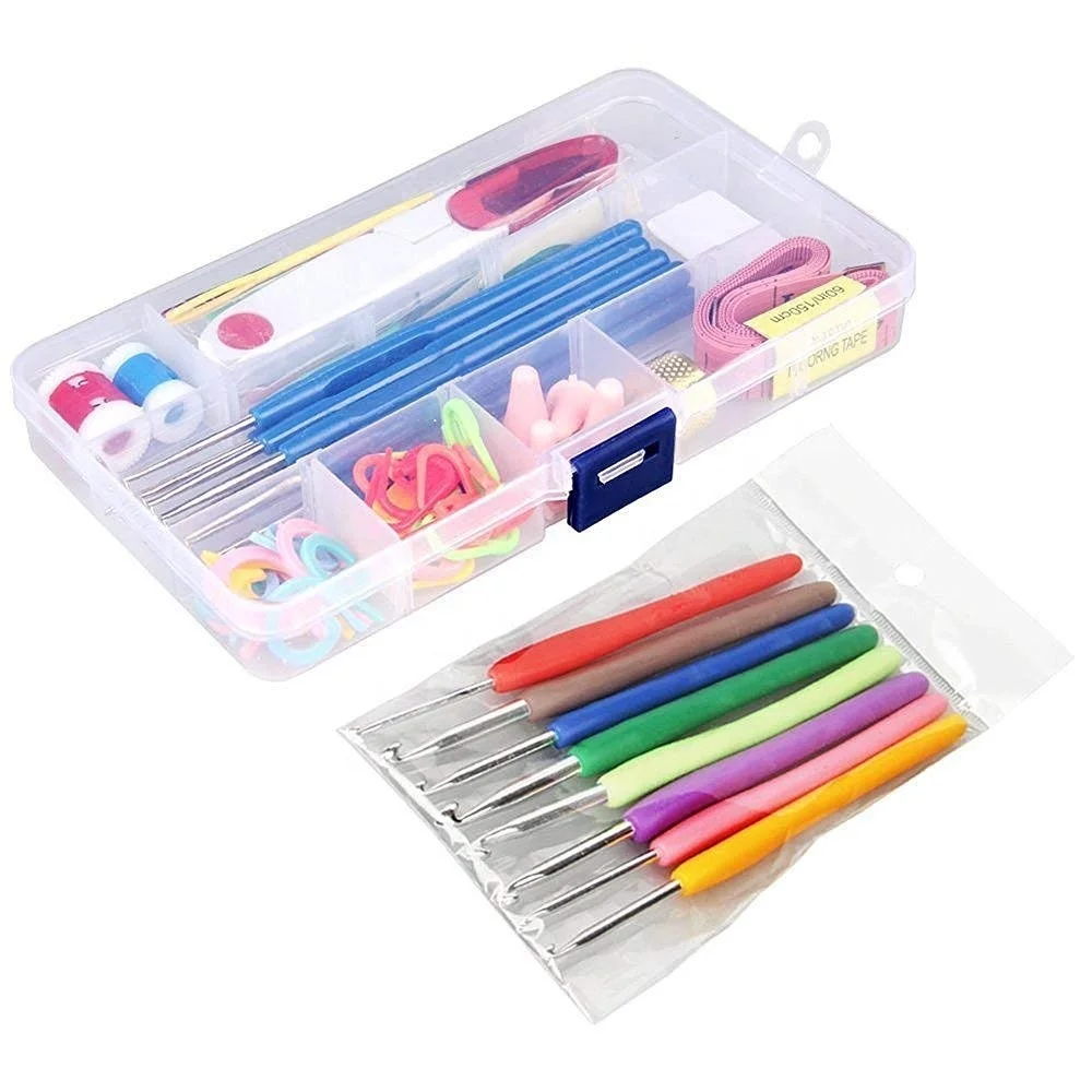 

Amazon Hot Sale Crochet Hook Set Needles Stitches Knitting Craft Case Crochet Set, Red, pink, blue, etc