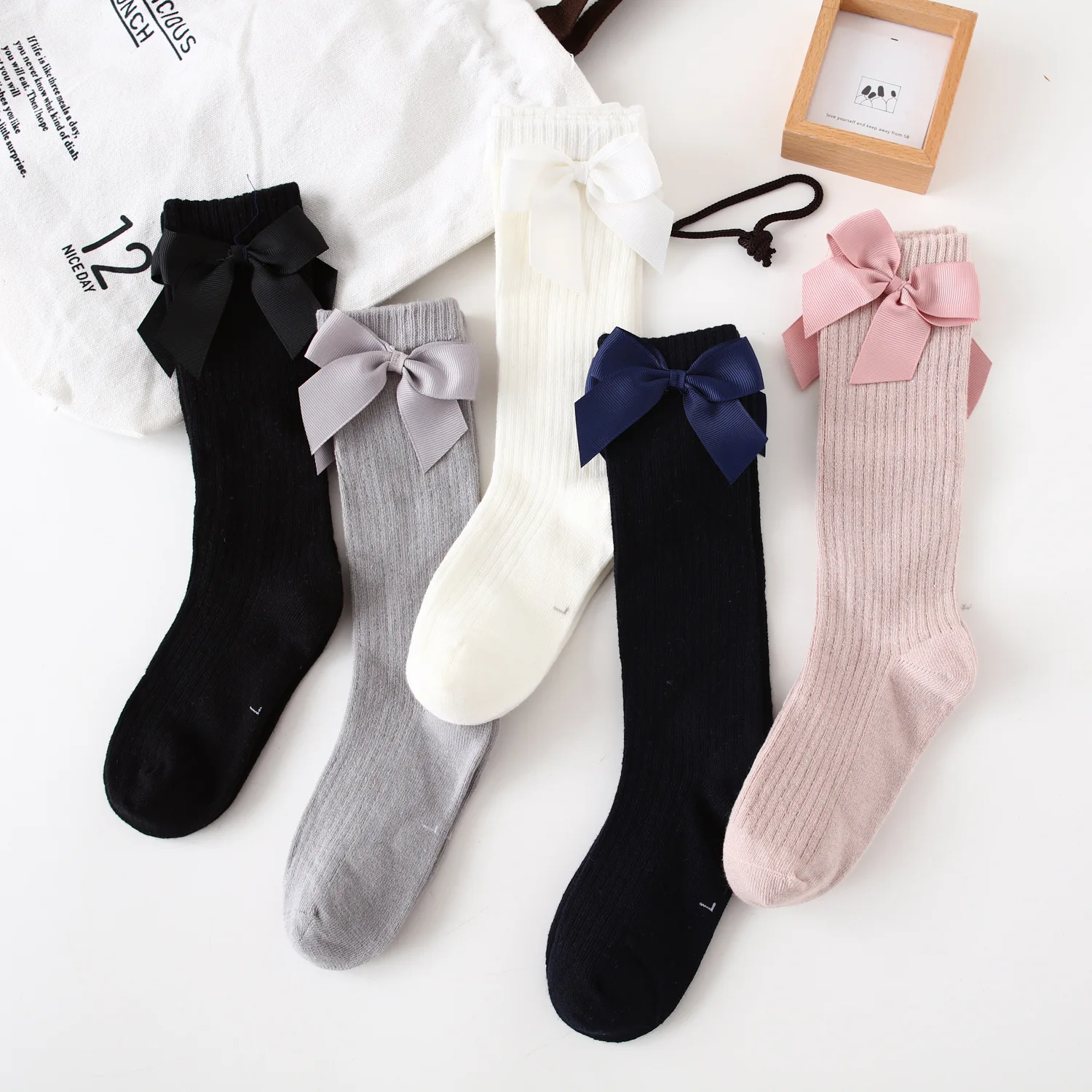 

1-12 years old funny cute Butterfly Knot long knee high cotton baby girl socks