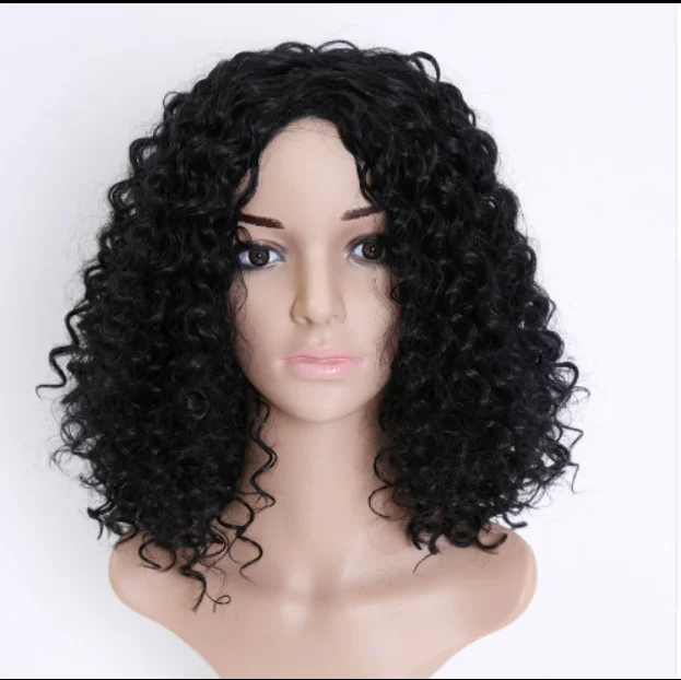 

Curly Wigs for Black Women - Premium Curly Afro Wig, Short Synthetic Kinky Curly Wig with Bangs