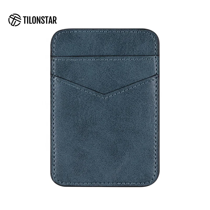 

Cheap Durable Two Layer Customized Logo Genuine Leather Mobile Phone Wallet Sticker Credit Card Holder