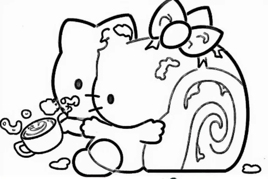 cinnamon roll hello kitty coloring page