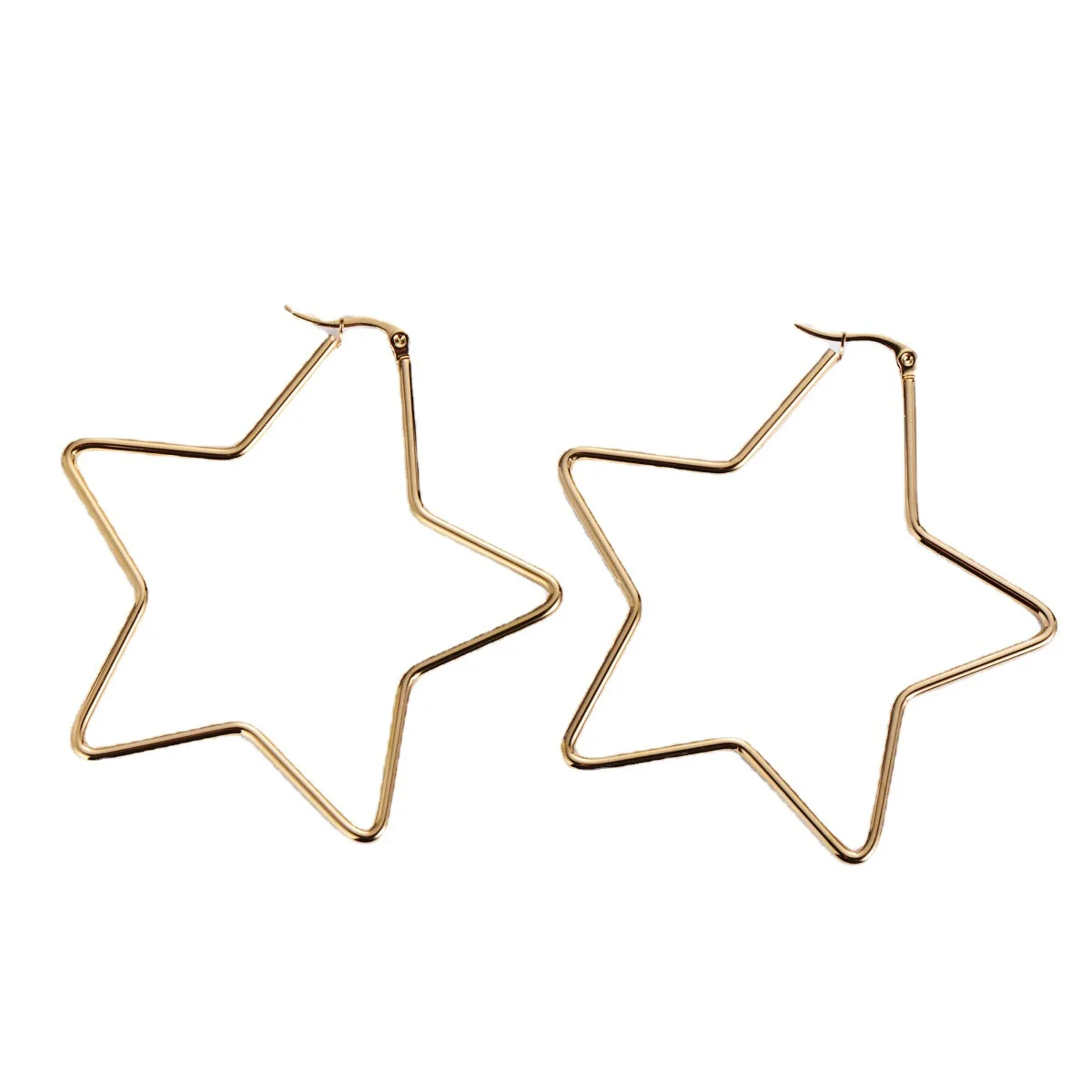 

Exquisite 18K Gold Plated Stainless Steel Hollow Star Earrings Fashion Titanium Steel Star Hoop Earring For Girls