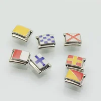 

9mm classic links International Nautical flags maritime signal code flag all 26 alphabet letters Italian Charm Bracelet