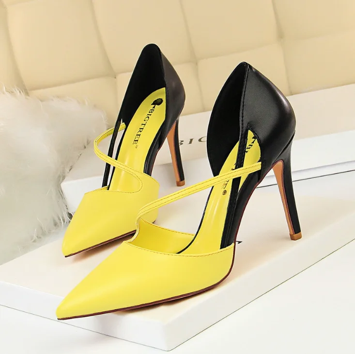 

Foma shoes 830-2 Fashionable sexy women shallow mouth pointy head matching cut out high heeled shoes