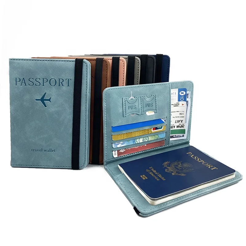 

Newest Design Leather Card Wallet Passport Pouch RFID Blocking Passport Holder For Travel