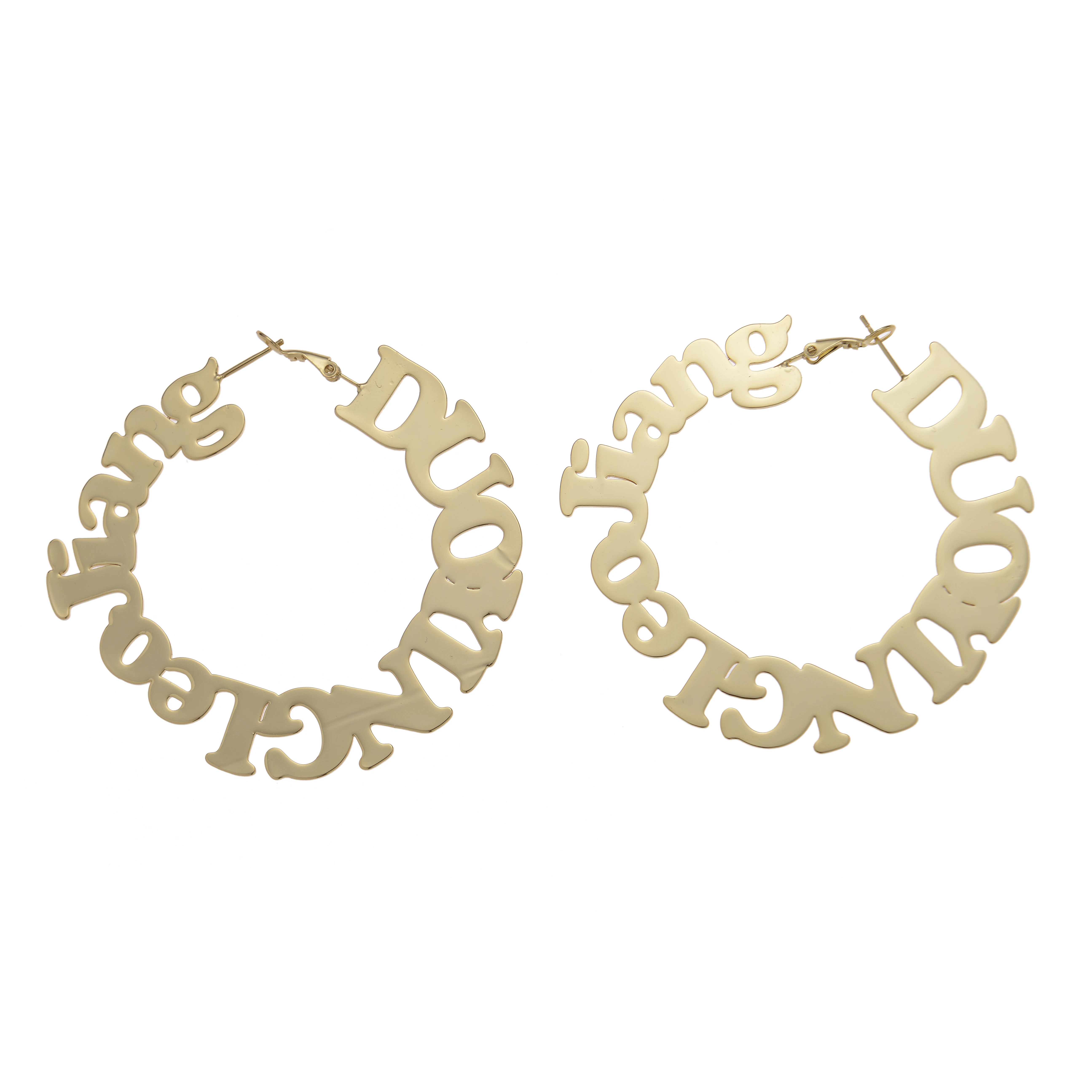 Bamboo Hoop Custom Bamboo Earrings Stud Earrings Hiphop Letter Name Personalised Hoops