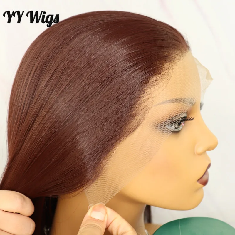 

Long #33 Brown Futura Synthetic Hair 13X4 Glueless Synthetic Lace Front Wigs Silky Straight Front Lace Wigs For Women Girls, 33#