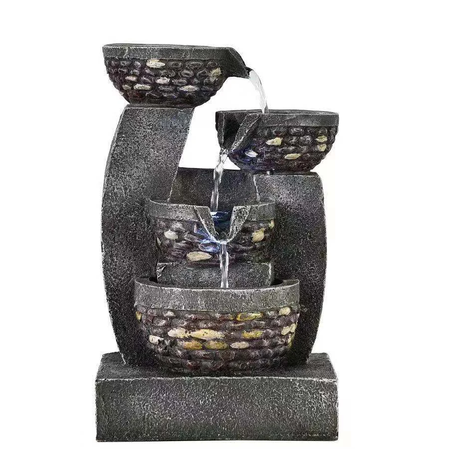 Zen Buddha Tabletop Water Fountain,Waterfall With Led Light For Indoor ...