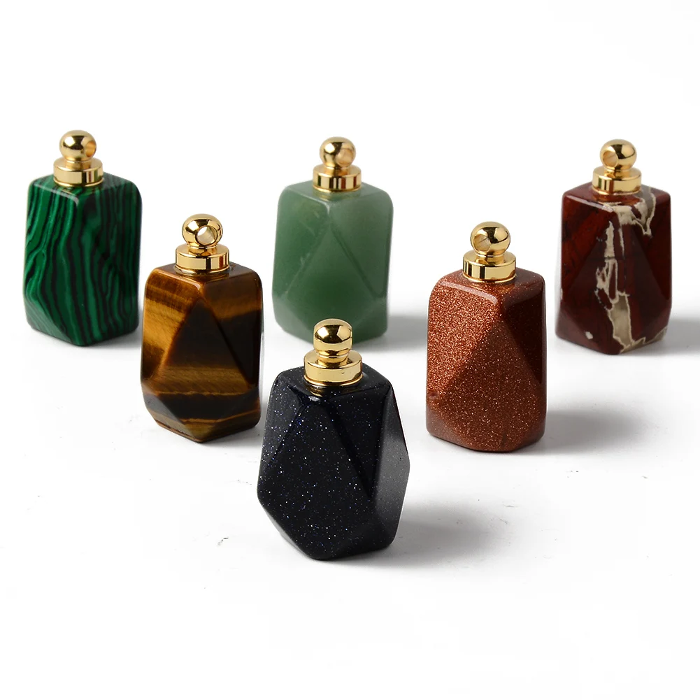 

PandaHall Polygon Faceted Golden Open Perfume Bottle Pendants, Mixed color