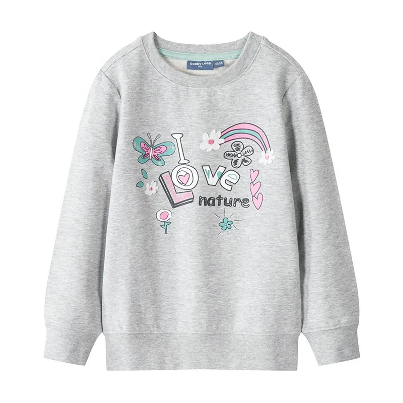 

Gabby Loop Kids Autumn Fashion Cotton Fleece Sweatshirt For Girls Floral Print Kids Crewneck Sweatshirt