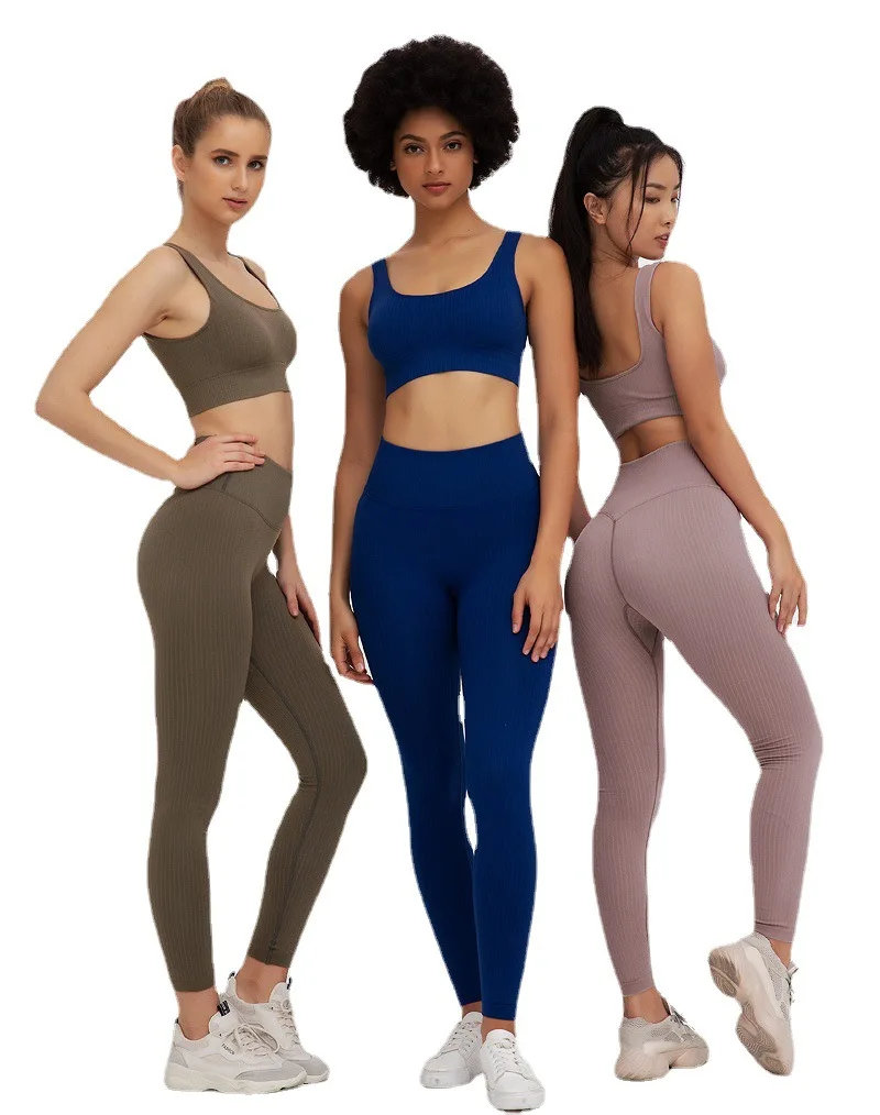 

Outdoor Seamless Vertical Stripes Threaded Movement Shaping Leggings Fitness Long-sleeved Leisure Fitness Belly Yoga Pants