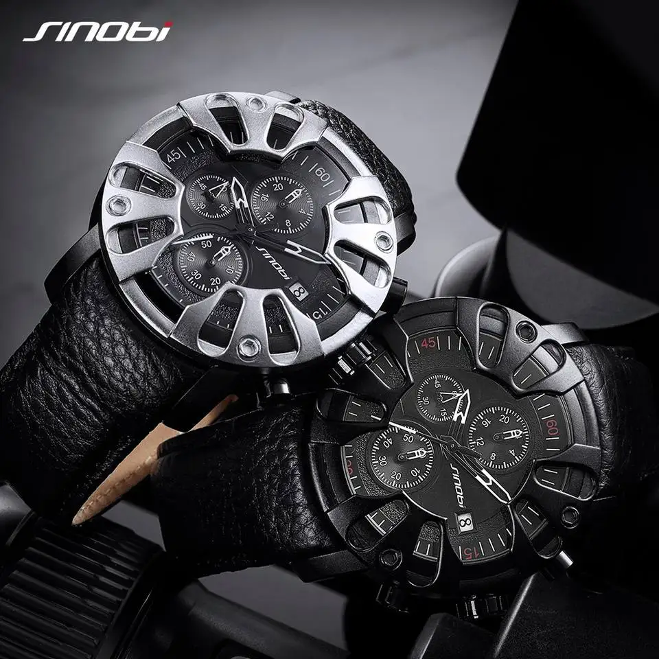 

SINOBI Car Watch Masculinity Cool Man Watches S9760G Creative Protective Case Wristwatch Calendar Window Handwatch