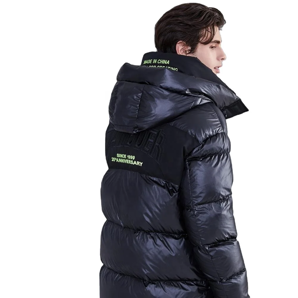 

plus size Black Waterproof Windproof Breathable Hight Quality DownJacket for Winter long men plus size shiny puffer jacket big and tall