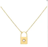 

GOLD FILLED starburst signet lock pendant necklace