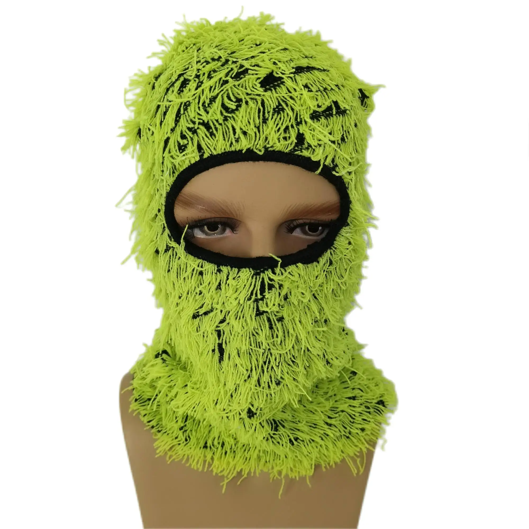 

Wholesale Custom One Hole Green Storm Distressed Balaclava Designer Ski mask