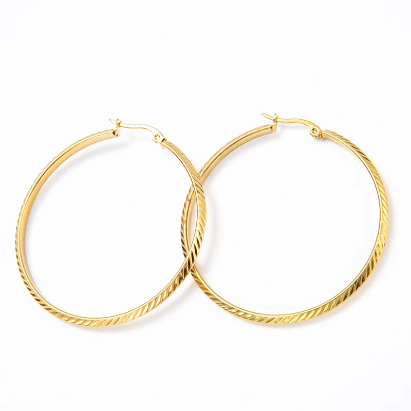 

Real 18K Gold Plated Titanium Steel Slash Wire Circle Hoop Earrings Stainless Steel Shaped Fish Bone Arrow Huggie Earring