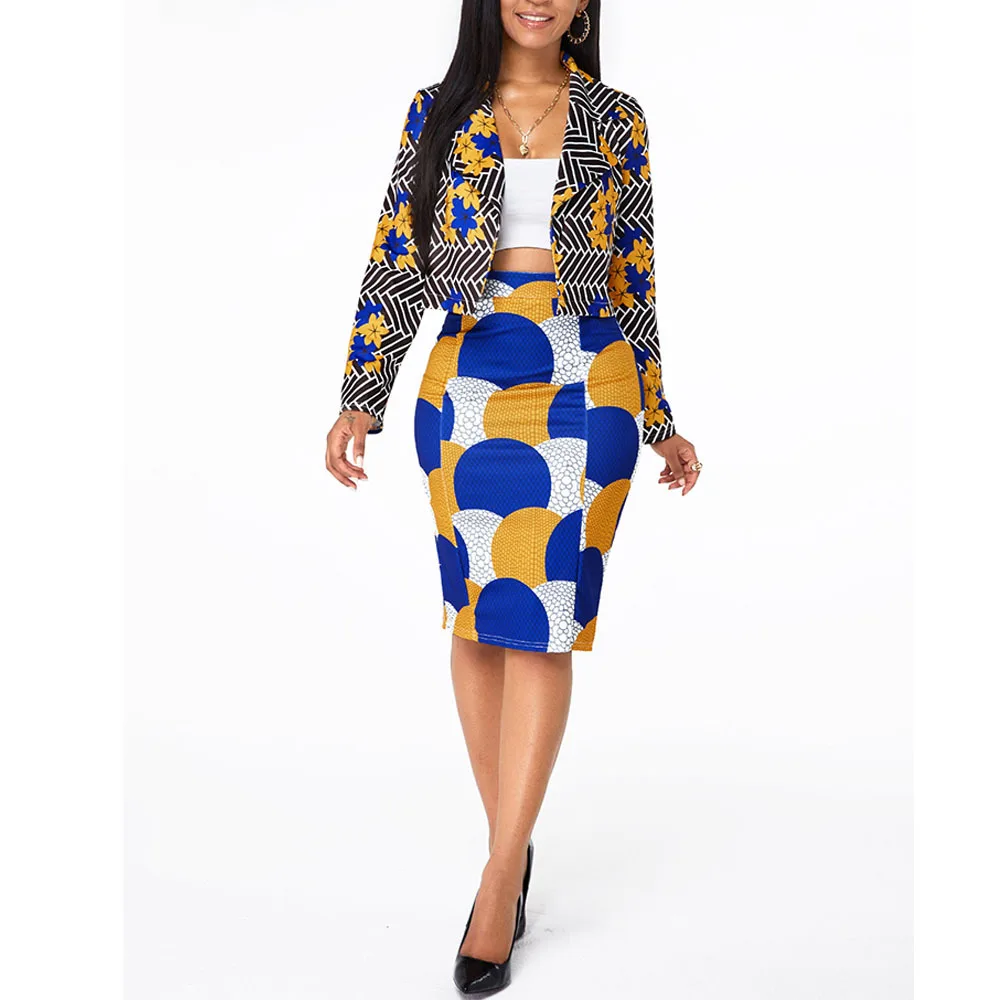 

2020 New career dresses 100% polyester casual dresses Women's fashion casual short suit skirt suit floral casual dresses, 1 colors