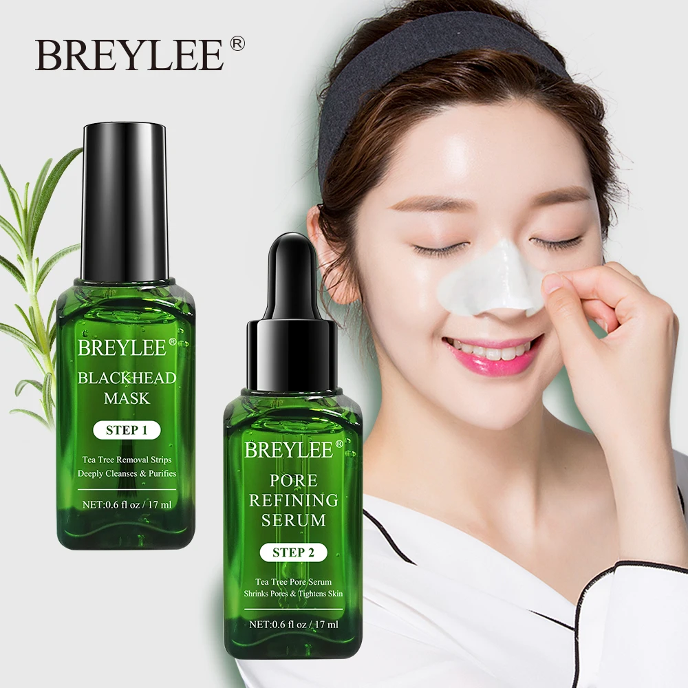 

BREYLEE tea tree pore cleanser blackhead removal mask pore minimizer serum set free shipping