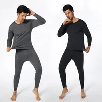 

Man's thermal underwear round neck suit solid color Slim bottoming long underwear