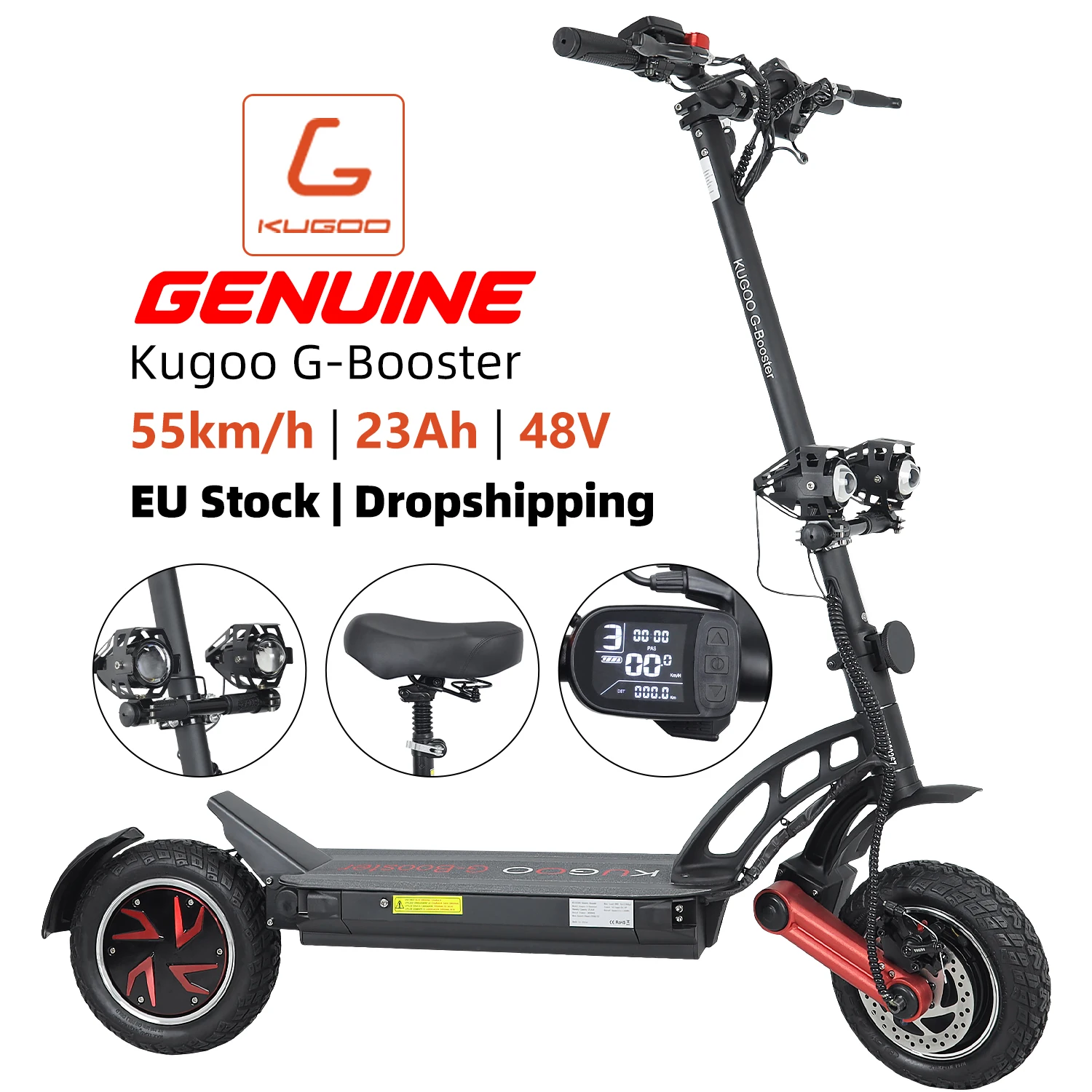 

EU Stock Support Drop Shipping Kugoo G-booster 23ah 55 km/h Adult Dual power 800W Motors Kugoo electric scooter